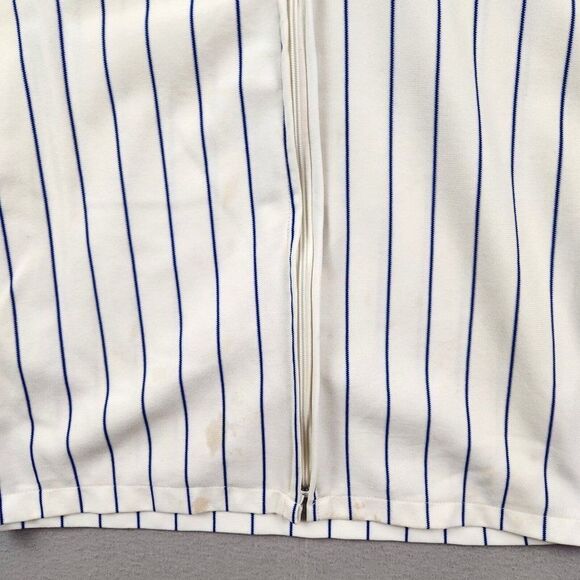 Vtg Blank Blue Pin Stripe Southern Athletic Baseball Jersey Shirt Zip Up Medium - Picture 6 of 6